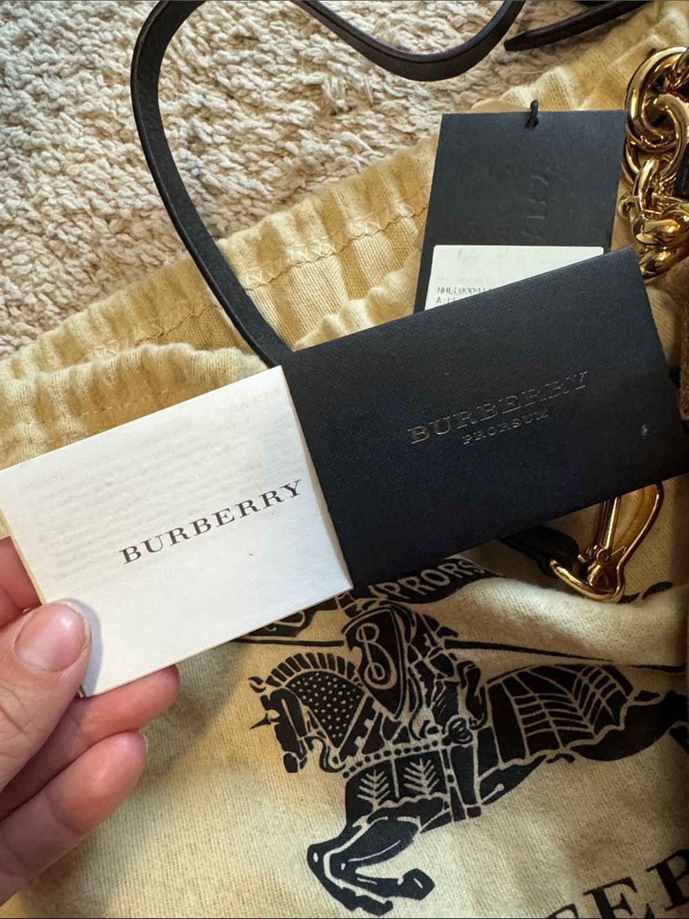 Burberry Brown and Black Buckle Phone Pouch with Gold Chain Strap - Picture 7 of 7